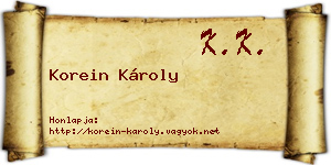Korein Károly névjegykártya